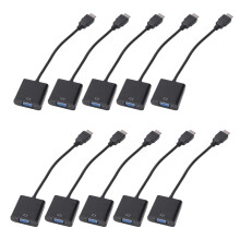 10X to VGA Male to VGA RGB Female Video Converter Adapter Male to Female Cable 1080P for PC Converter(Black)