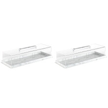 2X Rectangular Serving Tray with Lid Marbleized Grain Rectangular Cake Stand Acrylic Cake Holder