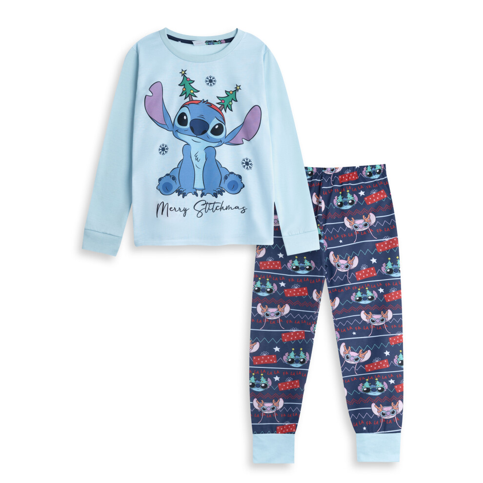 Disney (11-12 Years) Lilo & Stitch Long Sleeve Long Leg Pyjama Set (Unisex Kids Blue)