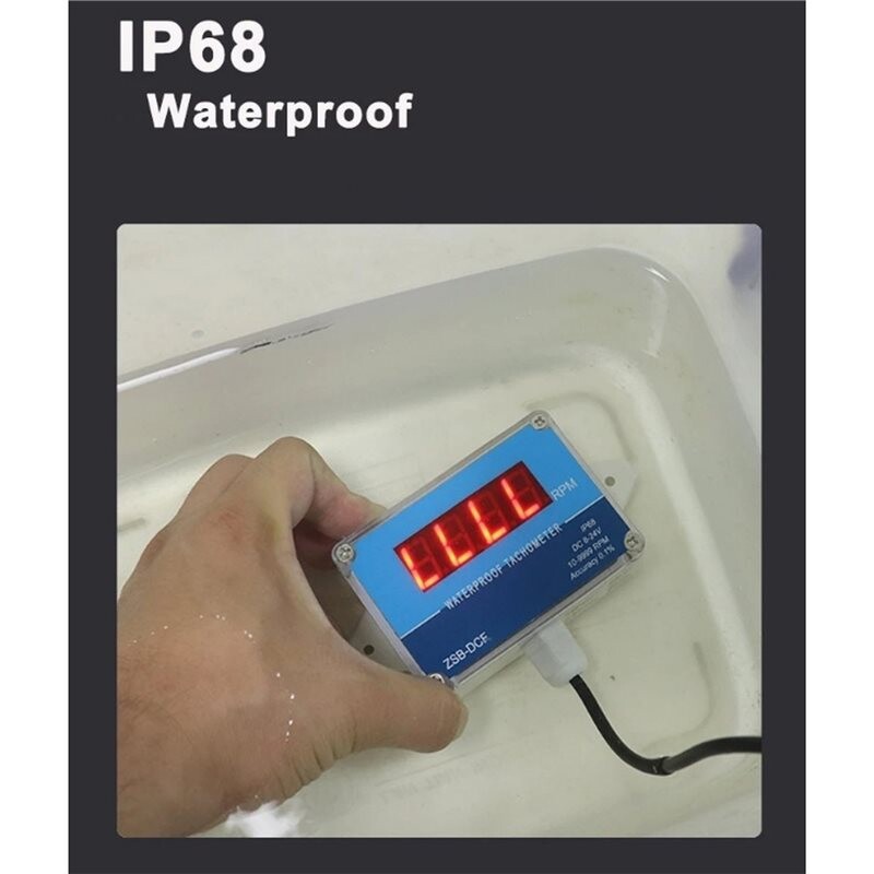 IP68 Waterproof Hall Tachometer Digital LED Motor Speed Meter Tester ...