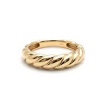 (M) Jewelco London 9ct Gold Gachnun Twist Dome Croissant Ring 6mm - 1-83-6269