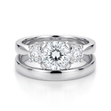 (Q) Jewelco London Sterling Silver CZ Wedding Band Wedfit Bridal Rings Set - GVR440