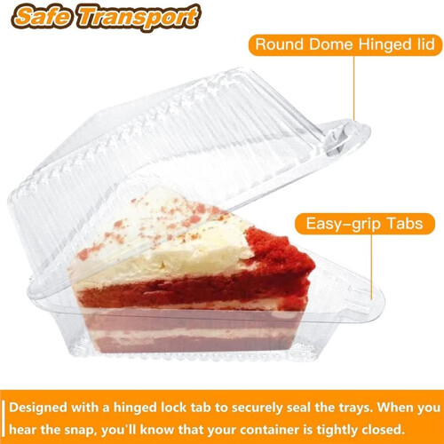 100 Pieces Cake Sandwich Disposable Plastic Containers, 4" Hinged Lid Cheesecake to Go Boxes for Home Bakery Cafe 2