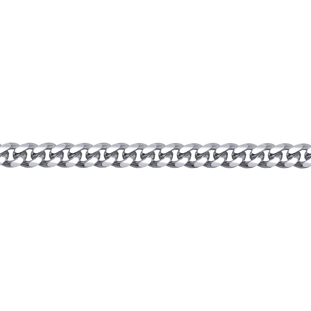 Jewelco London (22) Men's Rhodium Plated Sterling Silver Domed Curb Cuban 5Mm Chain Necklace - Acn021b