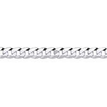 Jewelco London Mens Rhodium Plated Sterling Silver Bevelled Ultra Flat Curb Chain Bracelet 6mm 8.5 inch - GVCH35-8.5