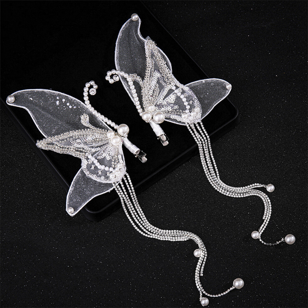 Phui-Pet-Supplies Butterfly Hairpins With Tassel, 2Pcs Set
