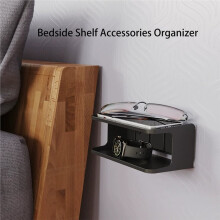 2-Shelf Bedside Shelf Organizer, Modern/Contemporary Style, Wall Mount, Double Tray Holder Black