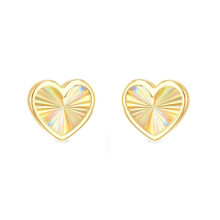 Jewelco London Women's 9ct Gold Magic Rainbow Spectrum Fluted Starburst Love Heart Stud Earrings, 9mm - 1-55-9538