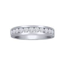 (S) Jewelco London Solid Platinum Channel Set Round G SI1 0.75ct Diamond Dainty Band Eternity Ring 3.5mm - PTR009-075