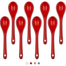 Juego de 8 cucharas de cerámica para espresso 2025, cucharas para café y postre, aptas para lavavajillas, 12 cm, color rojo.