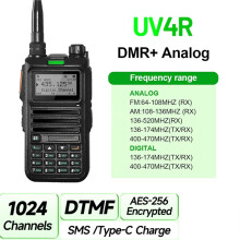 DM-UV4R 5W 1024CH DMR Digital Analog Walkie Talkie AES-256 Encryption SMS 3500mAh Dual Mode Dual Slot EU Plug