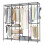 (Black) 195cm 4 Column Wire Wardrobe with 6 Shelves 1