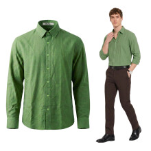 Camisa de Hombre de Algodón Casual para Verano Manga Larga Elegante Verde S — camisa regular fit, ropa hombre algodón