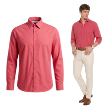 Camisa de Hombre de Algodón Casual para Verano Manga Larga Elegante Roja S — camisa hombre regular, ropa hombre algodón
