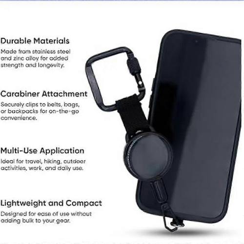 Support de téléphone rétractable antivol avec cordon et clip ceinture 2