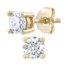 Jewelco London 9ct Yellow Gold Round 1/2ct Diamond Solitaire Stud Earrings - PE0AXL1864Y