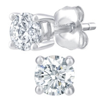 Jewelco London 9ct White Gold Round 1/2ct Diamond Solitaire Stud Earrings - PE0AXL1864W