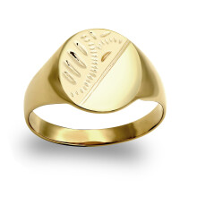 (R) Jewelco London Men's Solid 9ct Yellow Gold Diamond Cut Oval Signet Ring - JRN135