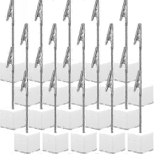 20 Stück Tischkartenhalter-Würfel mit Krokodilklemmen, Holzsockel, Notizzettelhalter, Tischnummernhalter, Kartenständer RPB