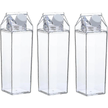 3er-Pack Milchkartonflaschen, durchsichtige, quadratische Milchbecher aus Kunststoff, auslaufsicher - yyc