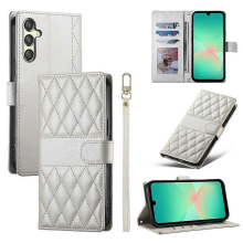 Kompatible Handyhülle für Samsung Galaxy A17 5G: Rautensteppung, Brieftaschen- und Ständerdesign, Lederhülle mit langem/kurzem Tra