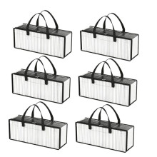 6 Pack DVD Storage Bags, Clear PVC DVD Case Holder with Handles, Front Window Zipper Design, Stackable Media Organizer