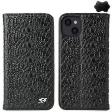 Kompatibel mit iPhone 15 Fierre Shann Handyhülle aus echtem Leder mit Krokodilmuster und Magnetverschluss