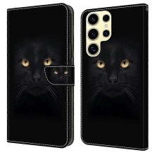 Compatibel met Samsung Galaxy S25 Ultra hoesje met magnetische sluiting, 3D-patroon, leren portemonnee-telefoonhoesje