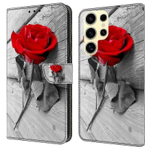 Compatibel met Samsung Galaxy S25 Ultra hoesje met magnetische sluiting, 3D-patroon, leren portemonnee-telefoonhoesje