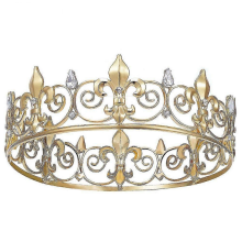 Koninklijke kroon voor mannen - Metalen prinsenkronen en tiara's, volledig ronde verjaardagsfeestmutsen, middeleeuws