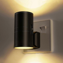 Nachtlampje met stekker, [1 stuk] Vintage nachtlampje met schemersensor, instelbare helderheid 0-100lm, warm wit 3000k