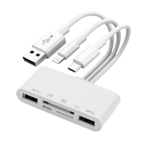 Three-Wire 5-in-1 Card Reader, Multi-Function OTG Converter, High-Speed Transmission Compatible for /Android/