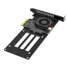 PCIe 5.0 X4 to U.2 (SFF-8639) NVMe SSD Adapter Card with Cooling Fan for Desktop/Server