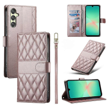Yhteensopiva Samsung Galaxy A17 5G -kotelon kanssa, rombikuvioinen ompelu, lompakkoteline, nahkainen puhelimen suojakuori pitkällä