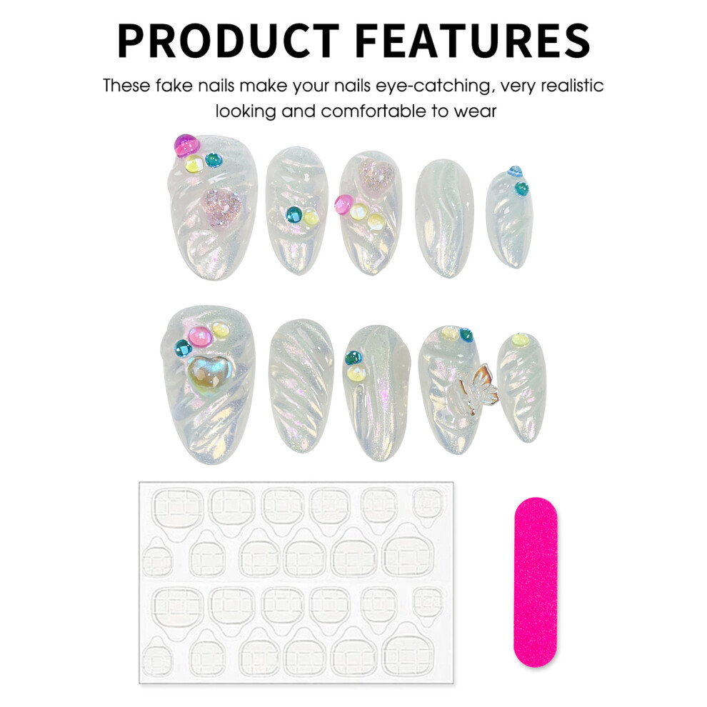 Phui-Pet-Supplies (Xs) Eco-Friendly Almond False Nails For Daily & Party Wear