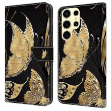 Yhteensopiva Samsung Galaxy S25 Ultra -kotelon kanssa, magneettinen lukko, 3D-kuvioinen nahkalompakkopuhelinsuoja