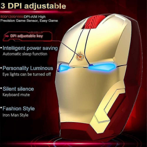 Ασύρματο ποντίκι Iron Man ποντίκι εργονομικό 2.4g φορητό υπολογιστή κλικ αθόρ 1