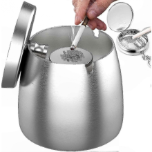 Durable Stainless Steel Ashtray with Cover - Weatherproof & Non-Slip for Home or Outdoor Use