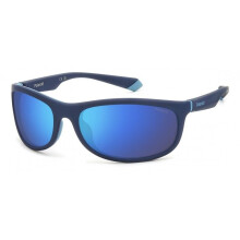 Polaroid 2154-S Occhiali da sole rettangolari unisex - FLL-5X Colore blu opaco con lenti a specchio blu polarizzate