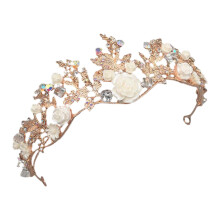 Handgemaakte Gouden Rhinestone Bruidskroon Voor Feest