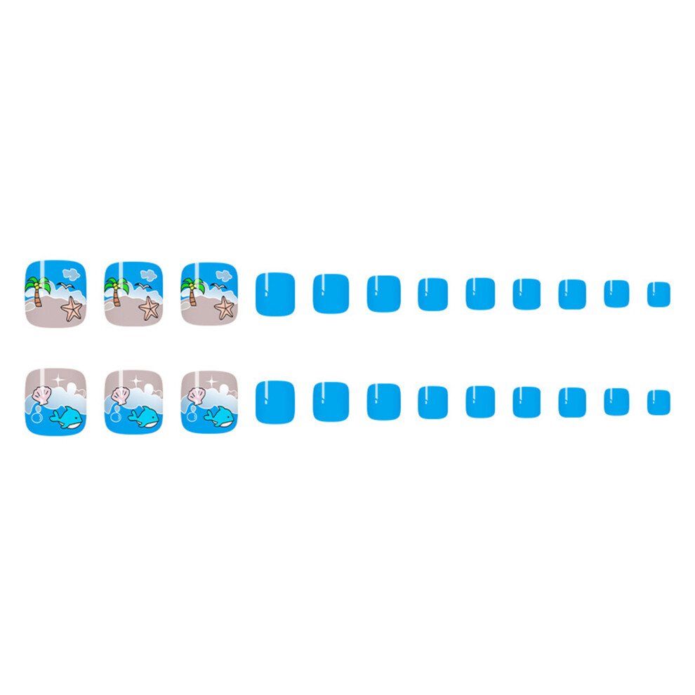Reach-Tools 24Pcs Blue Square Press On Nails, Party & Daily Wear
