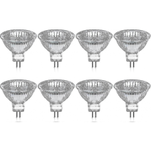 Pack Of 8 Halogen Bulbs Gu5.3 Mr16 35w 12v Dimmable - Warm White 2800k, 400 Lumens, Glass Cover_ZCY