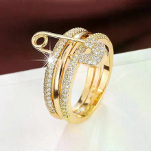 Paperclip zircon style ring street hip-hop style couple ring sweet and romantic Valentine's Day gift
