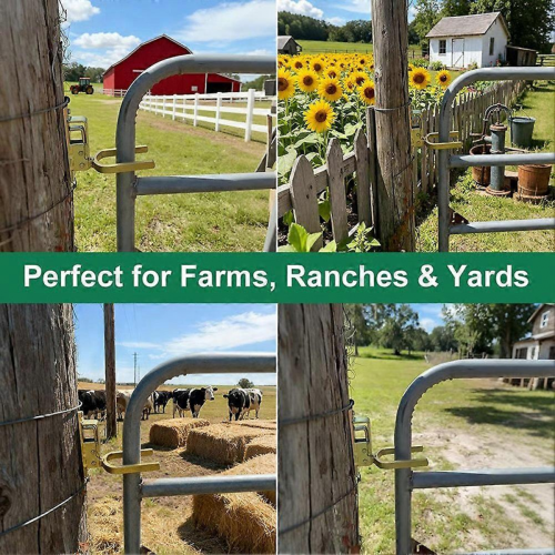 Instant Locking Gate Latch Heavy-Duty One-Hand Gate Latch for Farm, Ranch &amp; Backyard Automatic Spring Lock 2