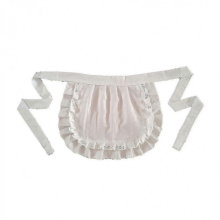 Retro White Cotton Half Apron for Girls, Tight Waist Apron Costume for Parties