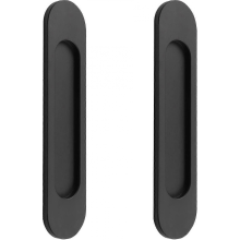 Self adhesive door handles for sliding barn doors, set of 2 matte black aluminum alloy oval handles no punching