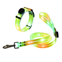 LED Waterproof Dog Leash USB Rechargeable, Glow in the Dark Safety Gear for Night Walks for Medium to Large Dogs