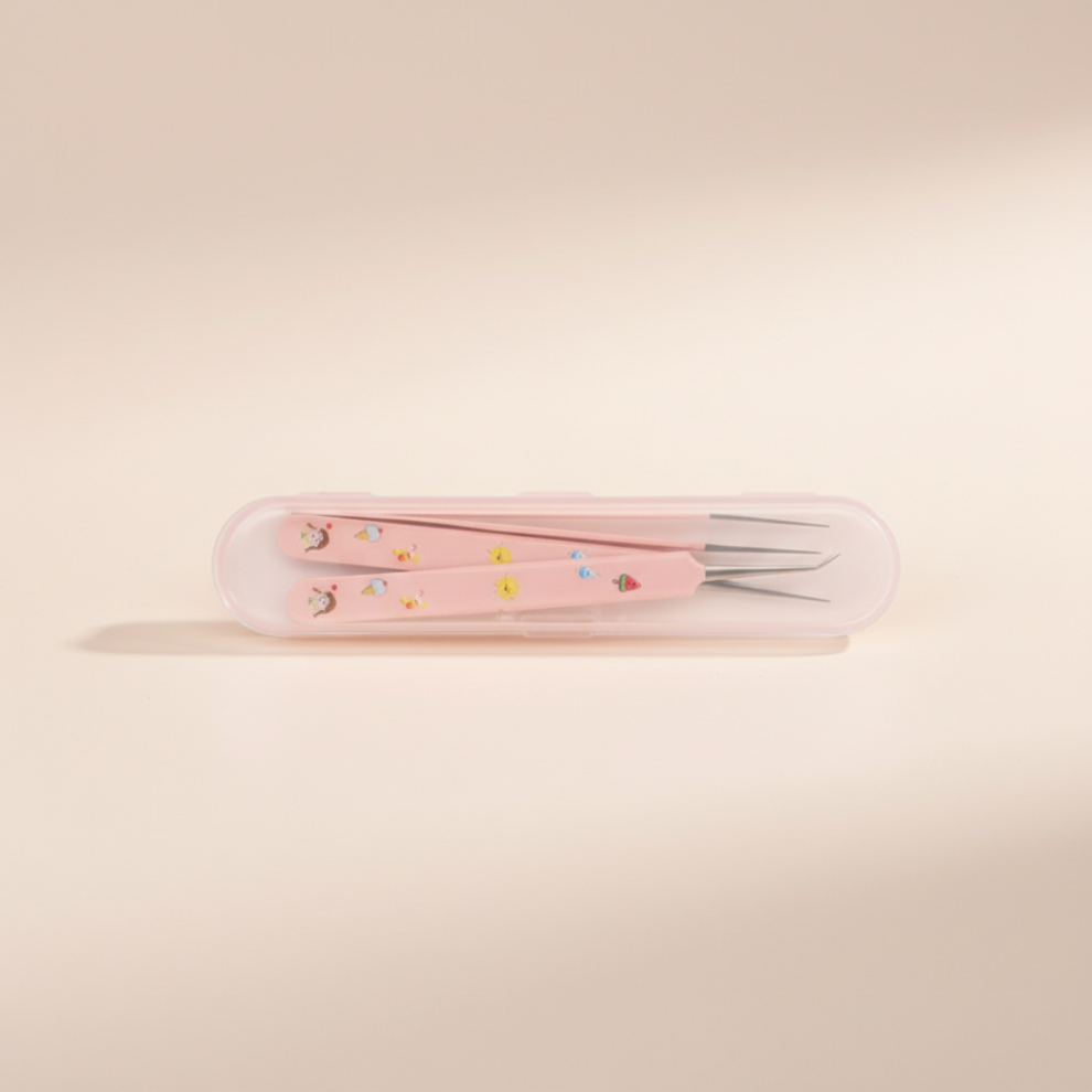 Roc-Electron (Pink 3Pcs Set) Precision Stainless Steel Tweezers Set