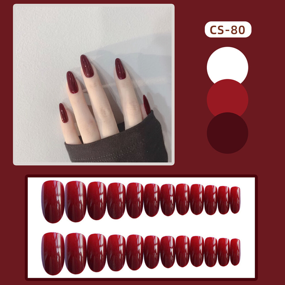 Creation-3C (Standard) Glossy Wine Red Press-On Nails, Easy Diy Manicure