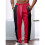 Men'S Color Block Side Stripe Drawstring Straight Athletic Pants Wine Red M 3